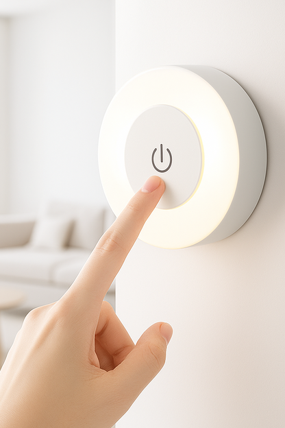 Okrągła lampka dotykowa – bezprzewodowa, LED, ciepłe światło | Światełko Plus