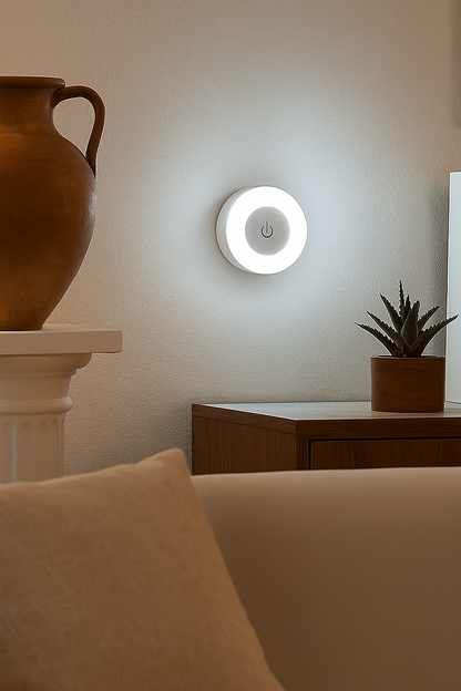 Okrągła lampka dotykowa – bezprzewodowa, LED, ciepłe światło | Światełko Plus