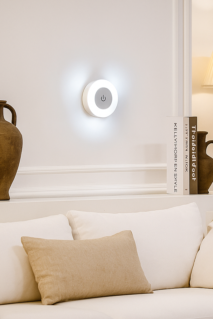 Okrągła lampka dotykowa – bezprzewodowa, LED, ciepłe światło | Światełko Plus