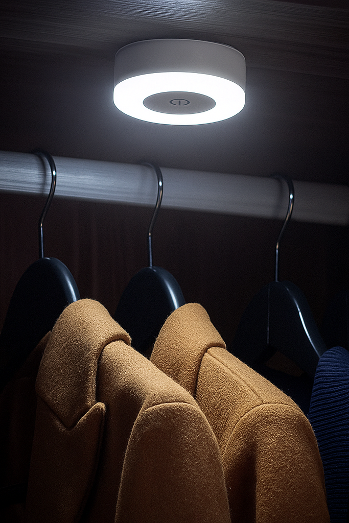 Okrągła lampka dotykowa – bezprzewodowa, LED, ciepłe światło | Światełko Plus