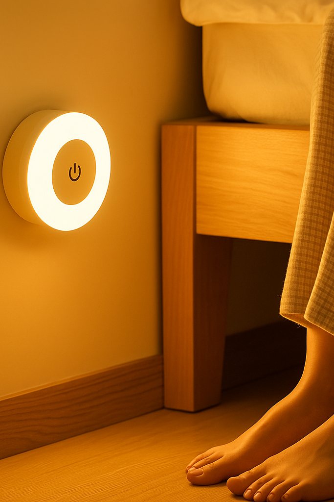 Okrągła lampka dotykowa – bezprzewodowa, LED, ciepłe światło | Światełko Plus