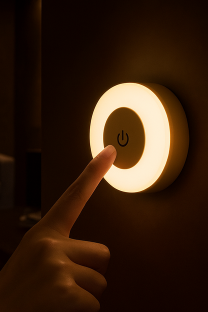Okrągła lampka dotykowa – bezprzewodowa, LED, ciepłe światło | Światełko Plus