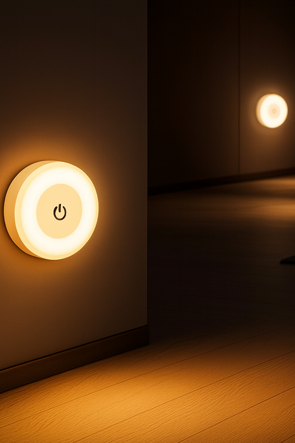 Okrągła lampka dotykowa – bezprzewodowa, LED, ciepłe światło | Światełko Plus