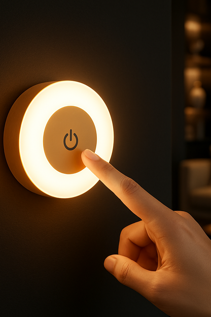 Okrągła lampka dotykowa – bezprzewodowa, LED, ciepłe światło | Światełko Plus